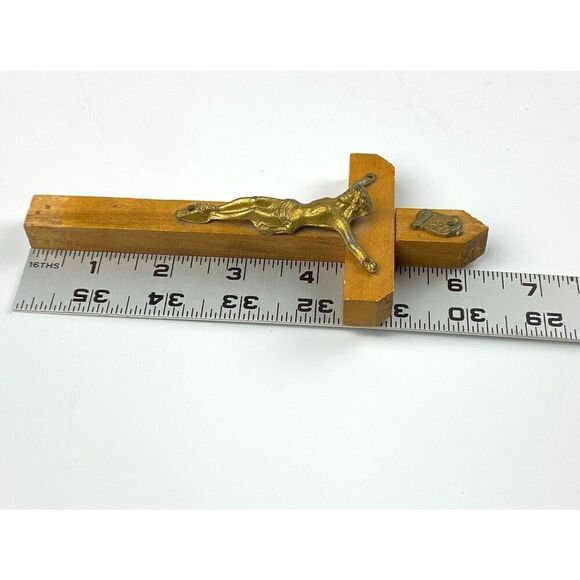 Wooden Cross Set w/ Sliding Lid & Candles Last Rites Sick Call Compartment 12" D - Picture 10 of 11